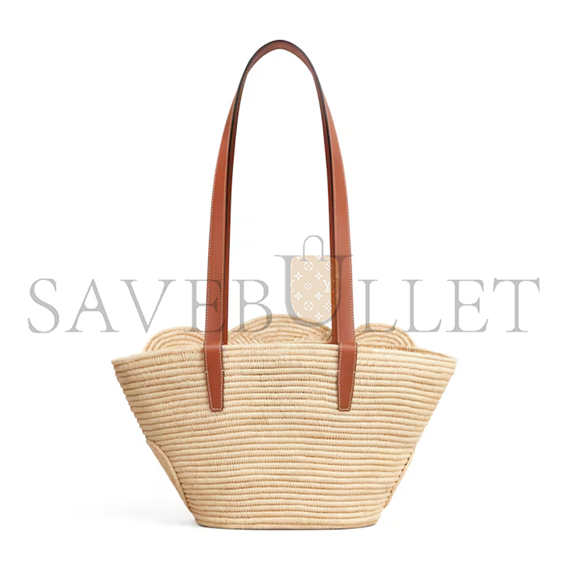 Ce**e classic panier small braided triomphe in raffia and calfskin 117022fwb.04lu (42*21.5*12cm)
